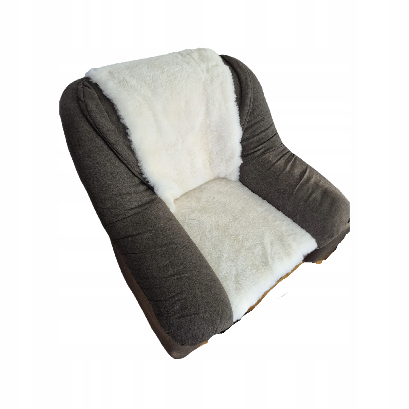 Obdĺžnikový koberec alebo prehoz na pohovku z ovčej kože biely malý