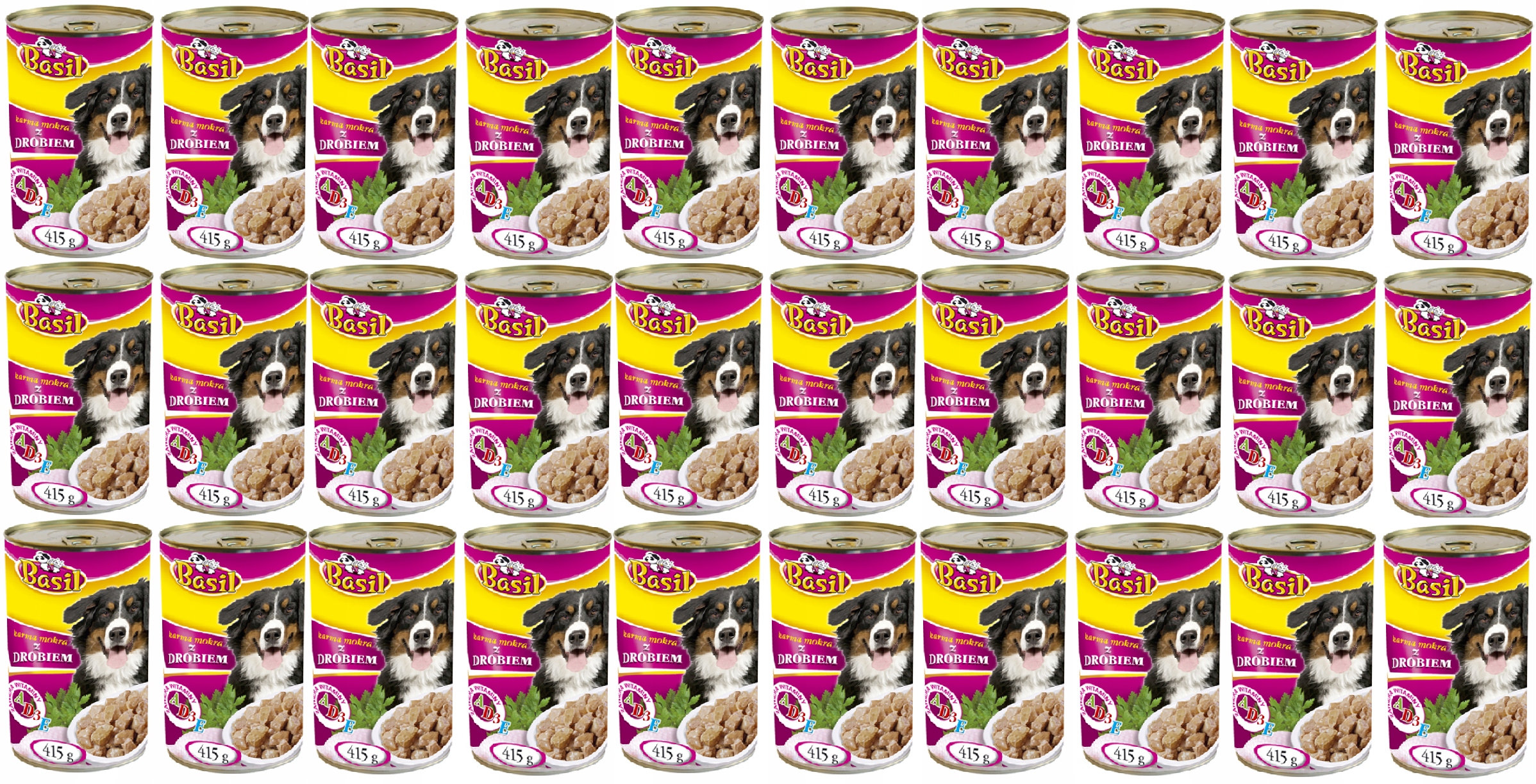 Levně Krmivo mokré Basil 415 g s drůbežím masem pro psa 30ks