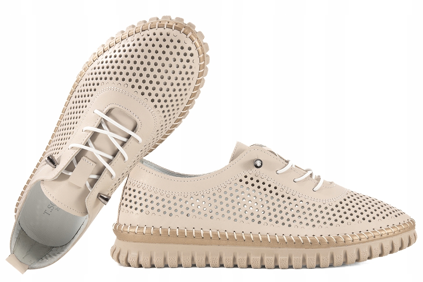 T.sokolski Gu W025 Ažurové Dámské Kožené Polobotky béžové, béžová, velikost 41