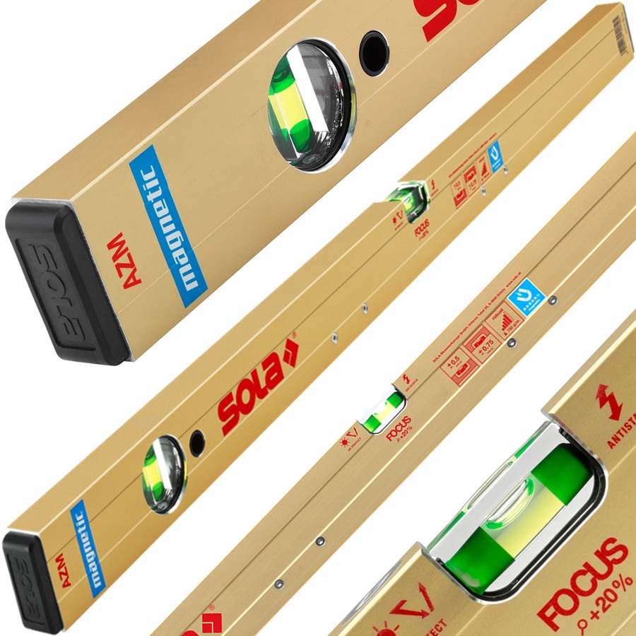 Sola Poziomica aluminiowa magnetyczna 100cm 2 libelle AZM100