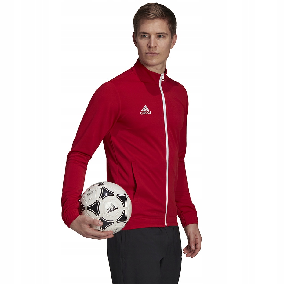 BLUZA MĘSKA ADIDAS Entrada 22 ZAMEK czerwona S Dekolt inny