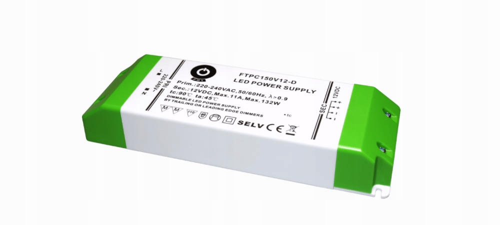 Led napájecí zdroj s konstantním napětím 12V/11A 132W stmívání (dimming Ac – triak)