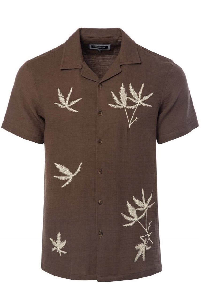 Volná pánská bavlněná košile s výšivkou Prodyšná prázdninová palma M