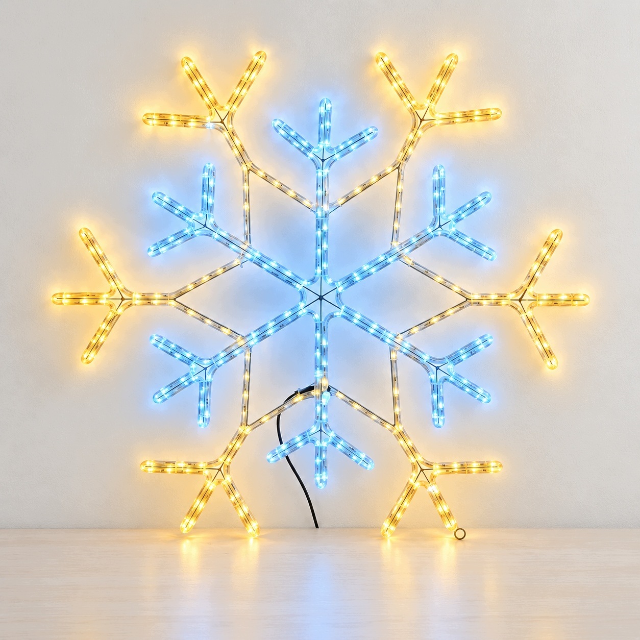 Hvězda Sněhová Vločka 80 cm velká, oboustranná Led vánoční dekorace do okna