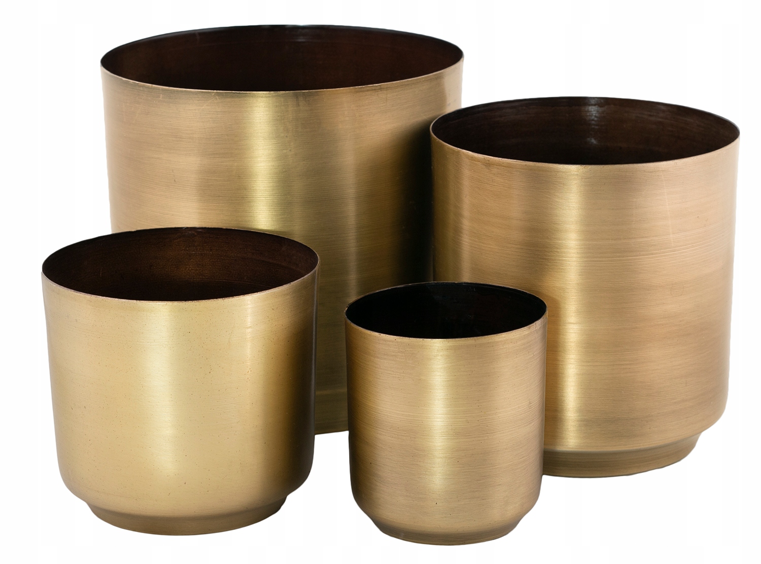 4 szt. Doniczka Metalowa okrągła Antik stare złoto