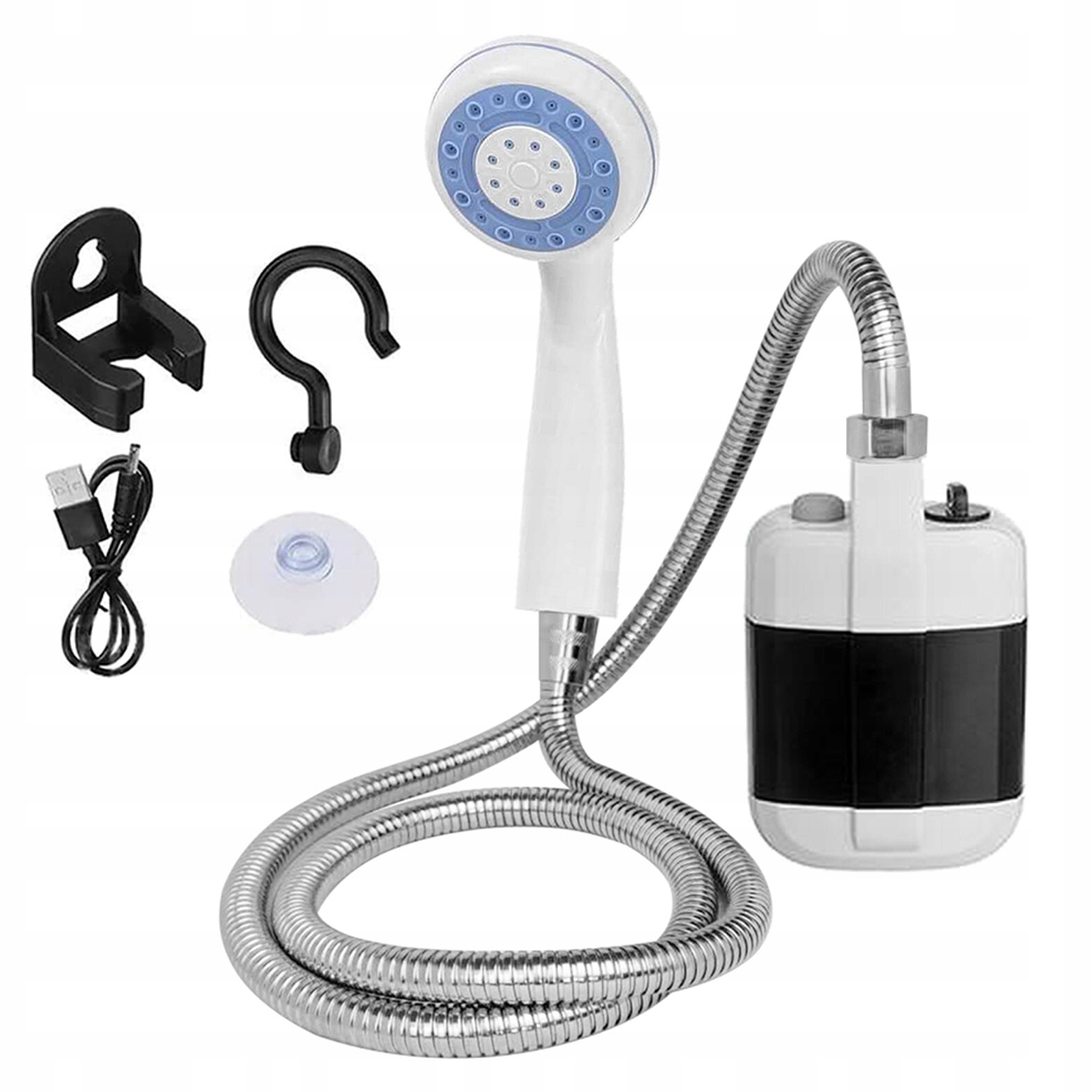 Mobilní Nabíjecí Sprcha Pro Kempování S Přísavkou A Háčkem