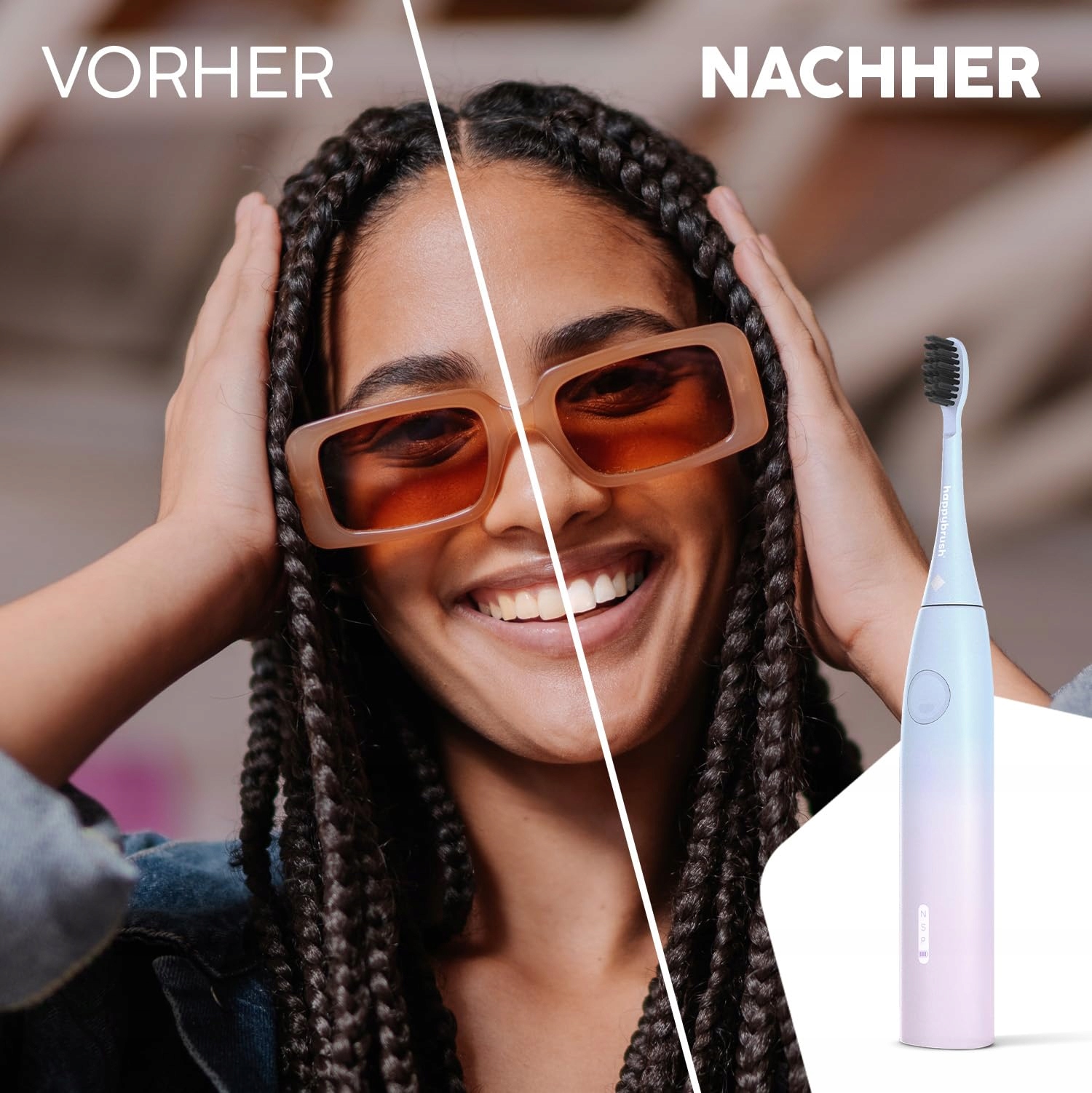HAPPYBRUSH Szczoteczka Soniczna ECO VIBE Sunrise Zestaw Startowy 3 Końcówki — miniatura 4