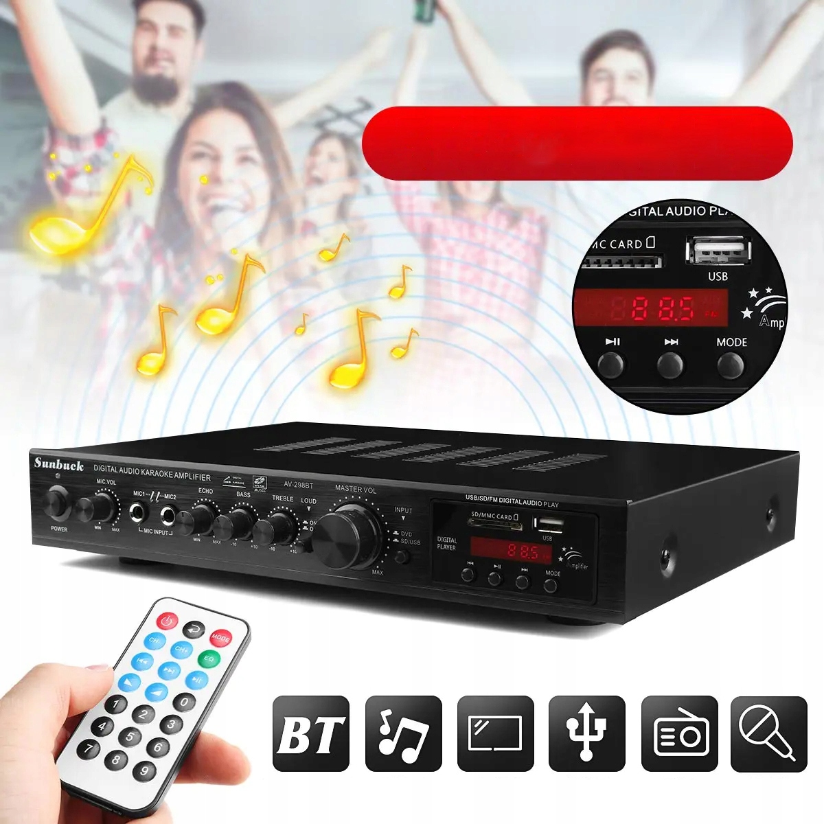 Zesilovač Stereofonní Zesilovač Bluetooth Hi-fi Dálkové Ovládání Fm Audio Receiver