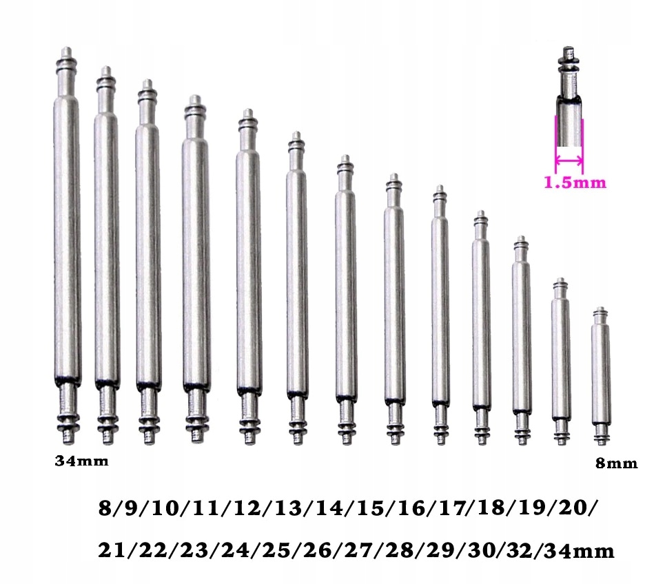 TELESKOP DO ZEGARKA SZEROKOŚĆ 18 MM - 4 SZT Grubość 1.5 mm