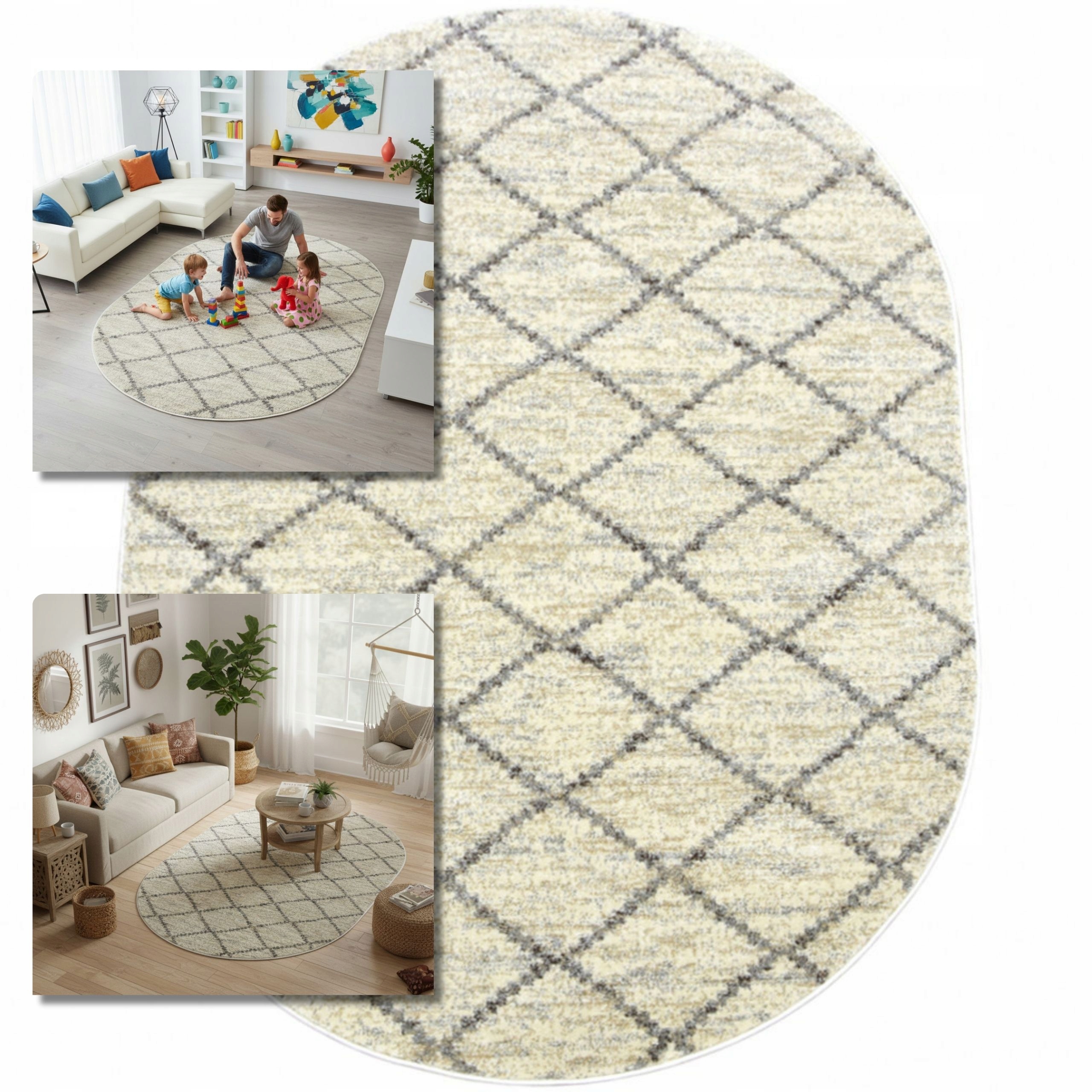 Koberec 120x170 Oválný Adventure Béžový Koberec Do Obývacího Pokoje Loft Moderní Koberec