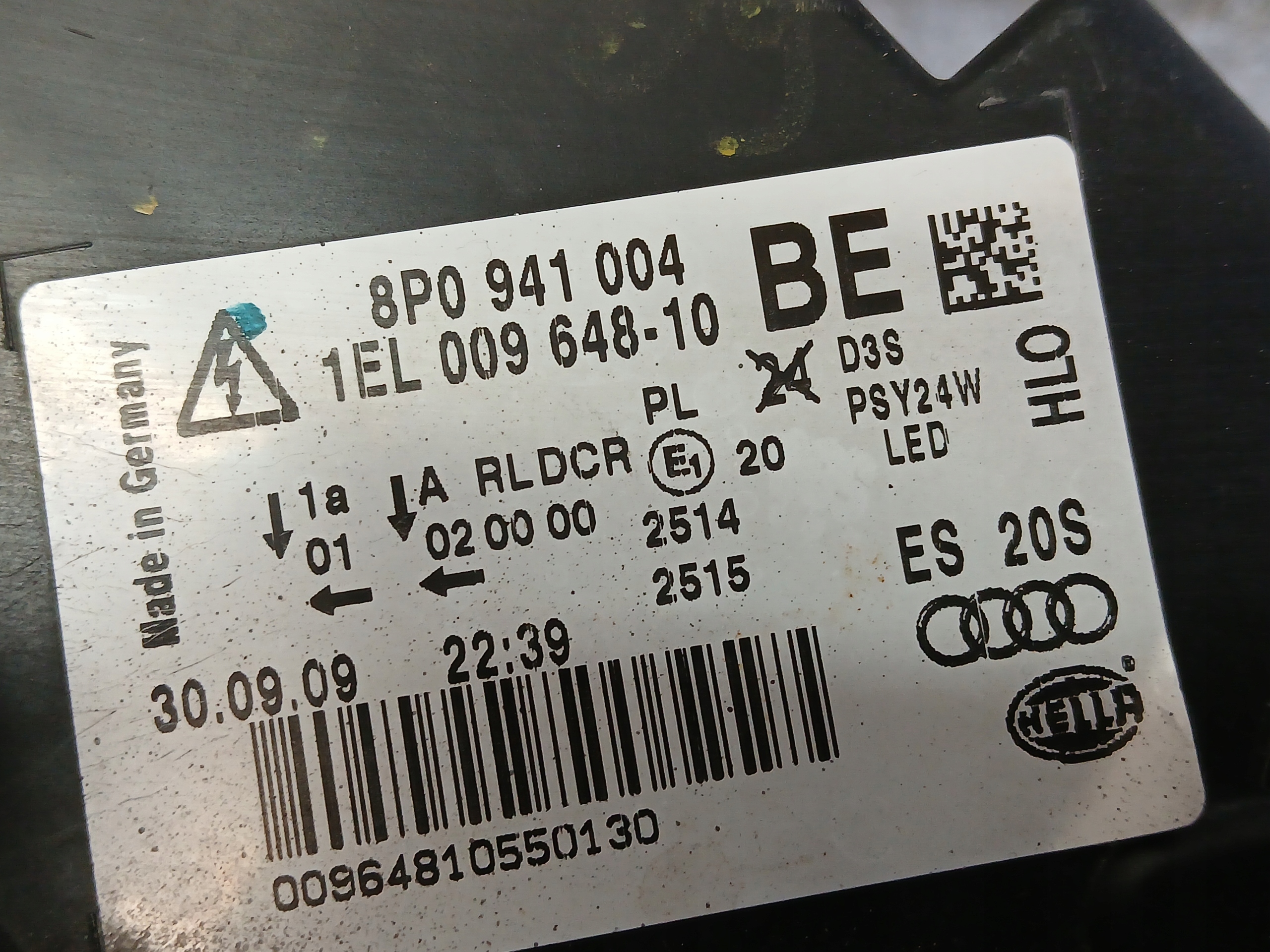 light front right AUDI A3 8P XENON LED LIFT 08-12 8P0941004BE