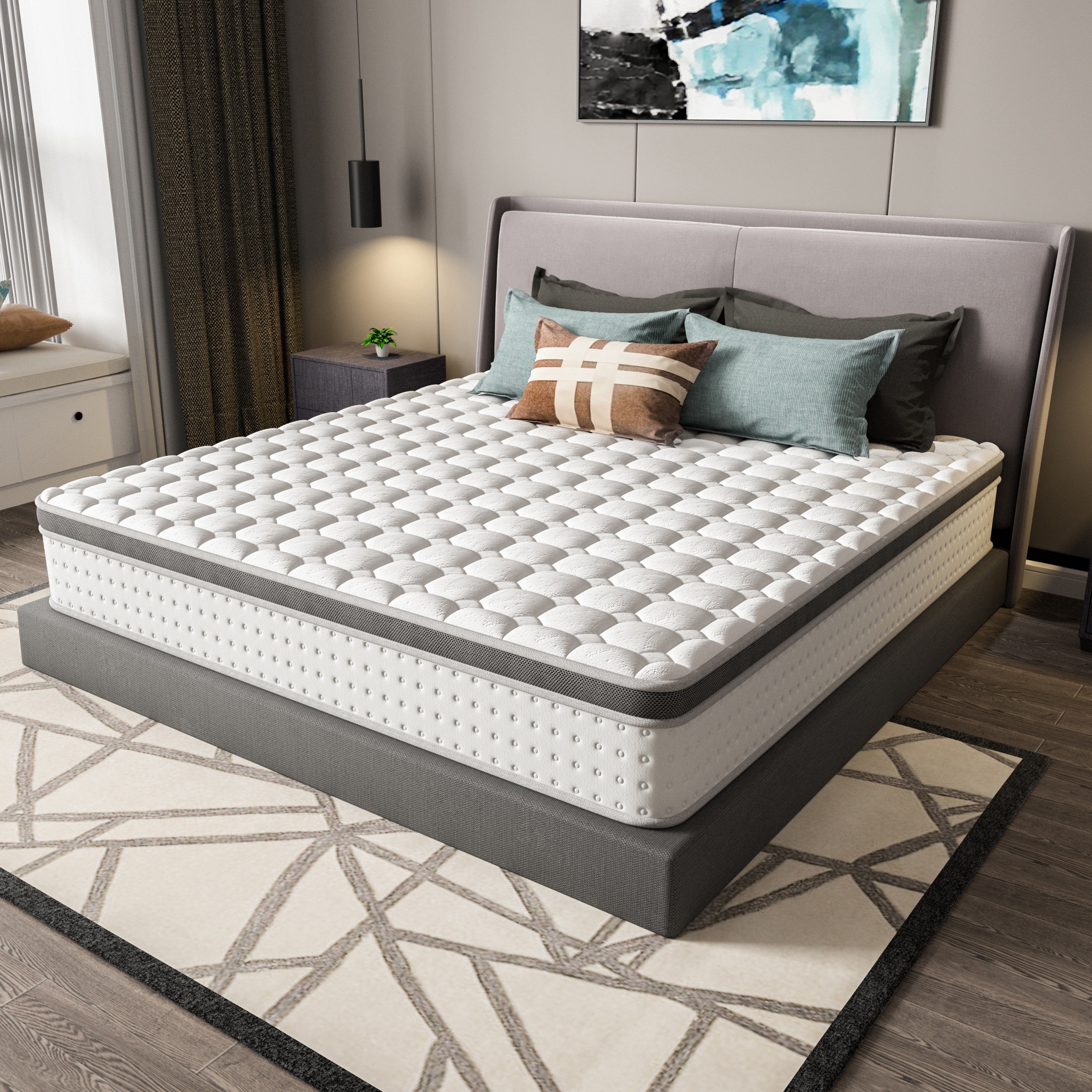 Materac Hybrydowy 140X190X30 CM Ze Sprężynami Kieszeniowymi I Pianką 7 Stref Komfortu