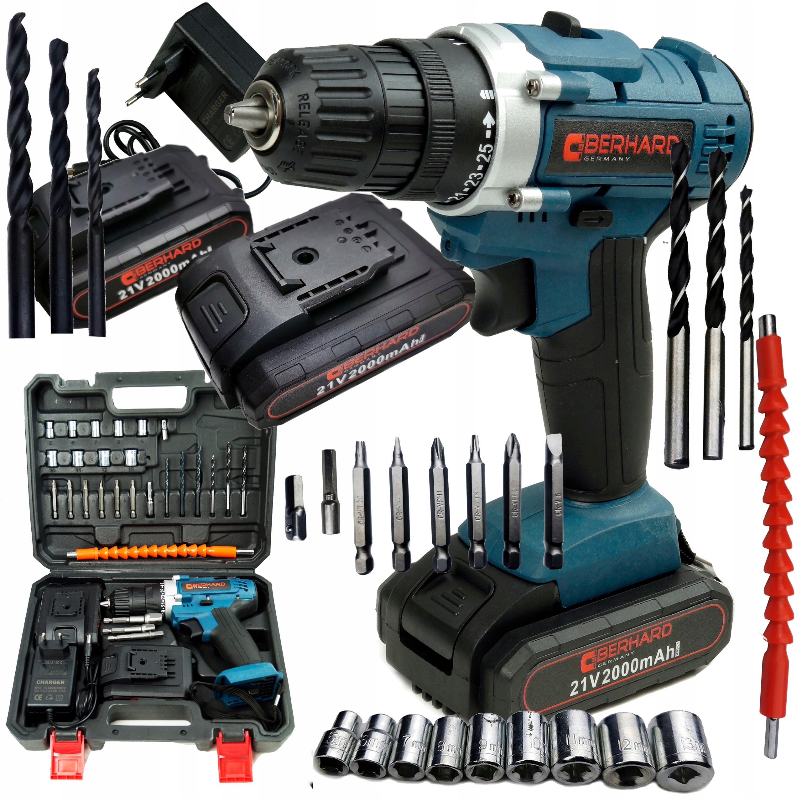 Wkrętarka Wiertarko Wkrętarka Akumulatorowa 21V 2X Aku Li-on