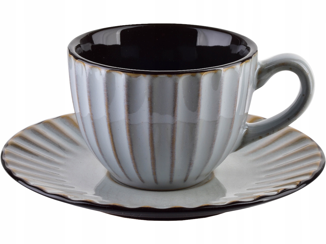 

Ceramiczna Filiżanka 220 ml ze Spodkiem Evie Grey