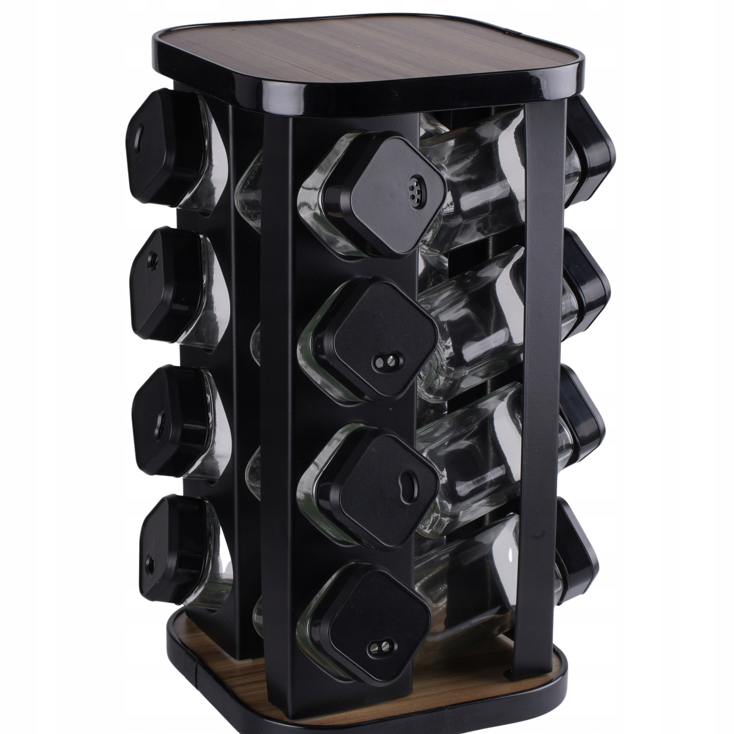 Organizer Na Przyprawy Stojak 16 Sztuk Szklane Słoiczki Pojemniki Obrotowy