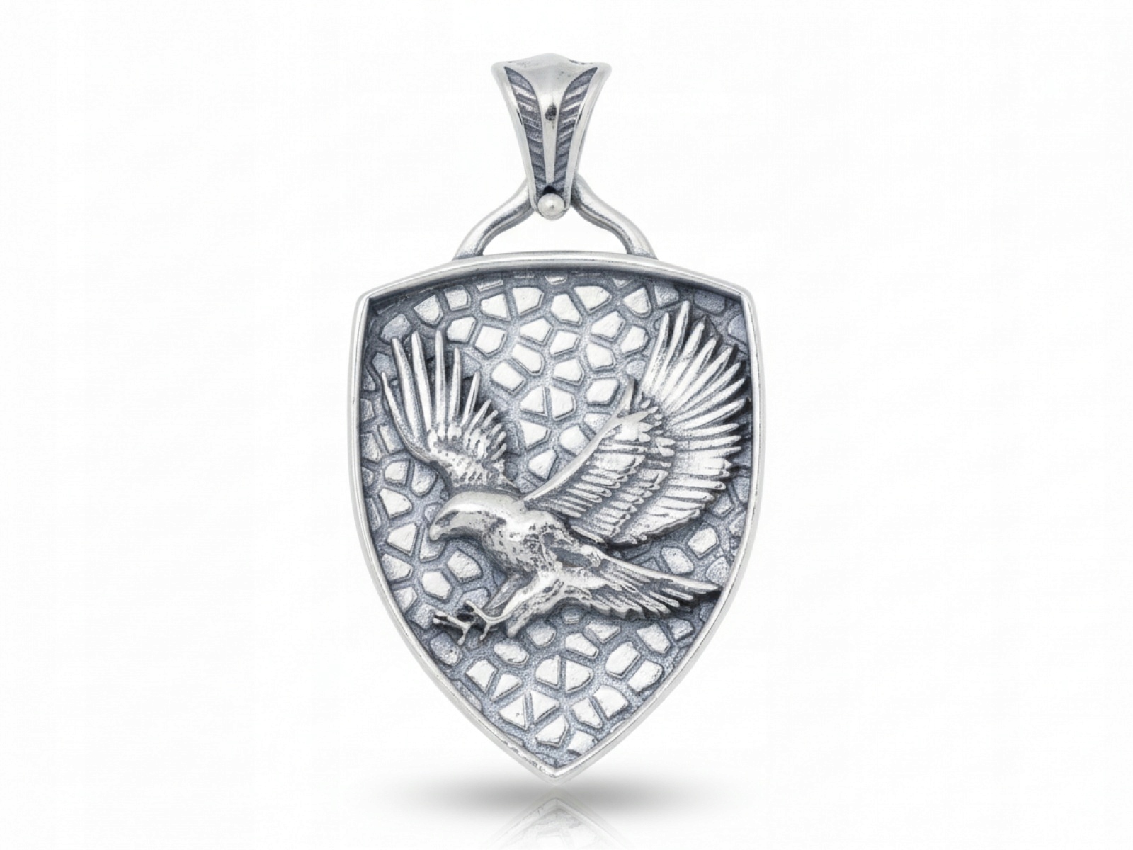Stříbrný přívěsek 925, oxidovaný pro muže, štít s orlem jako dárek
