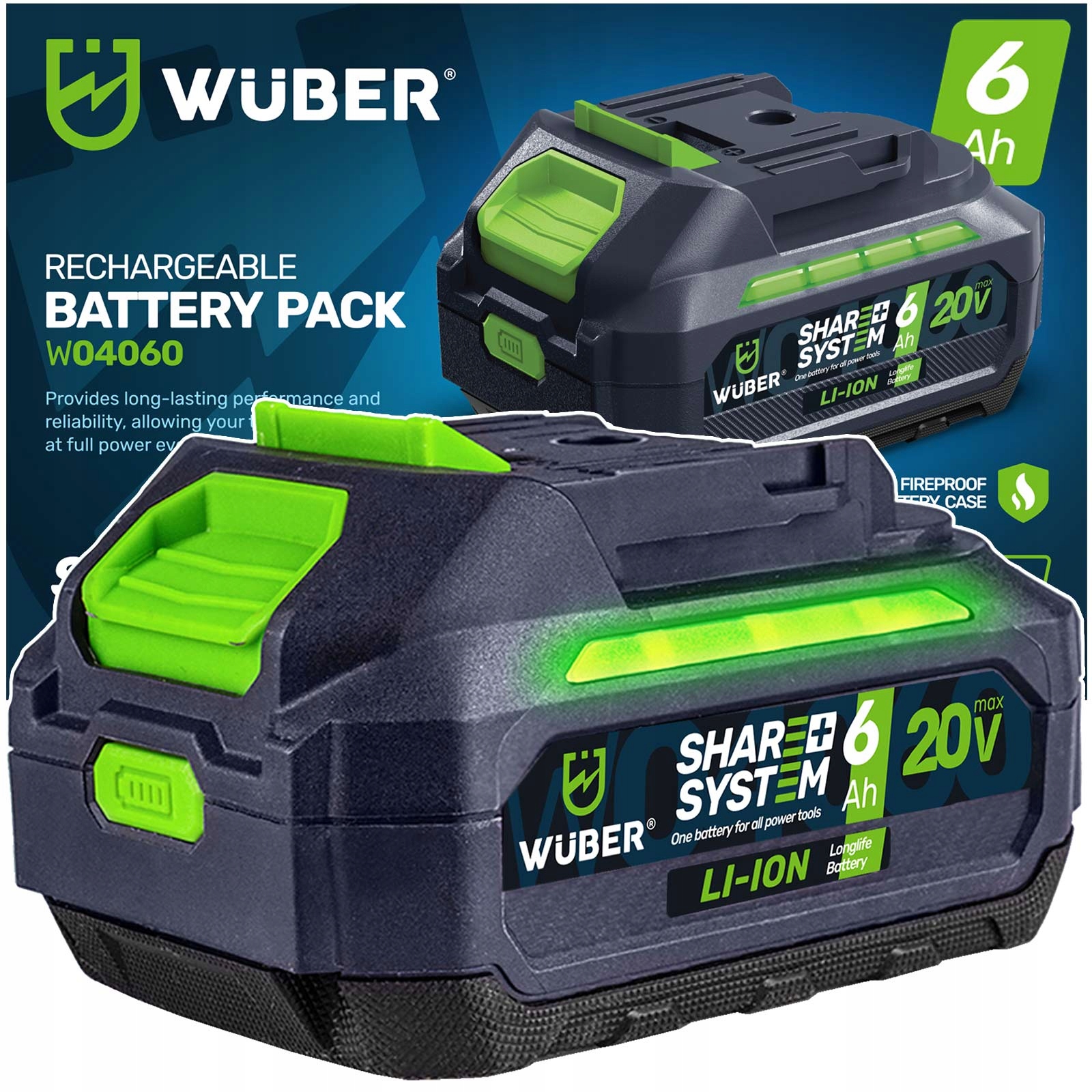 Bateria Akumulator Wuber Share+ System Litowo Jonowa 20 V 6.0 Ah Wuber