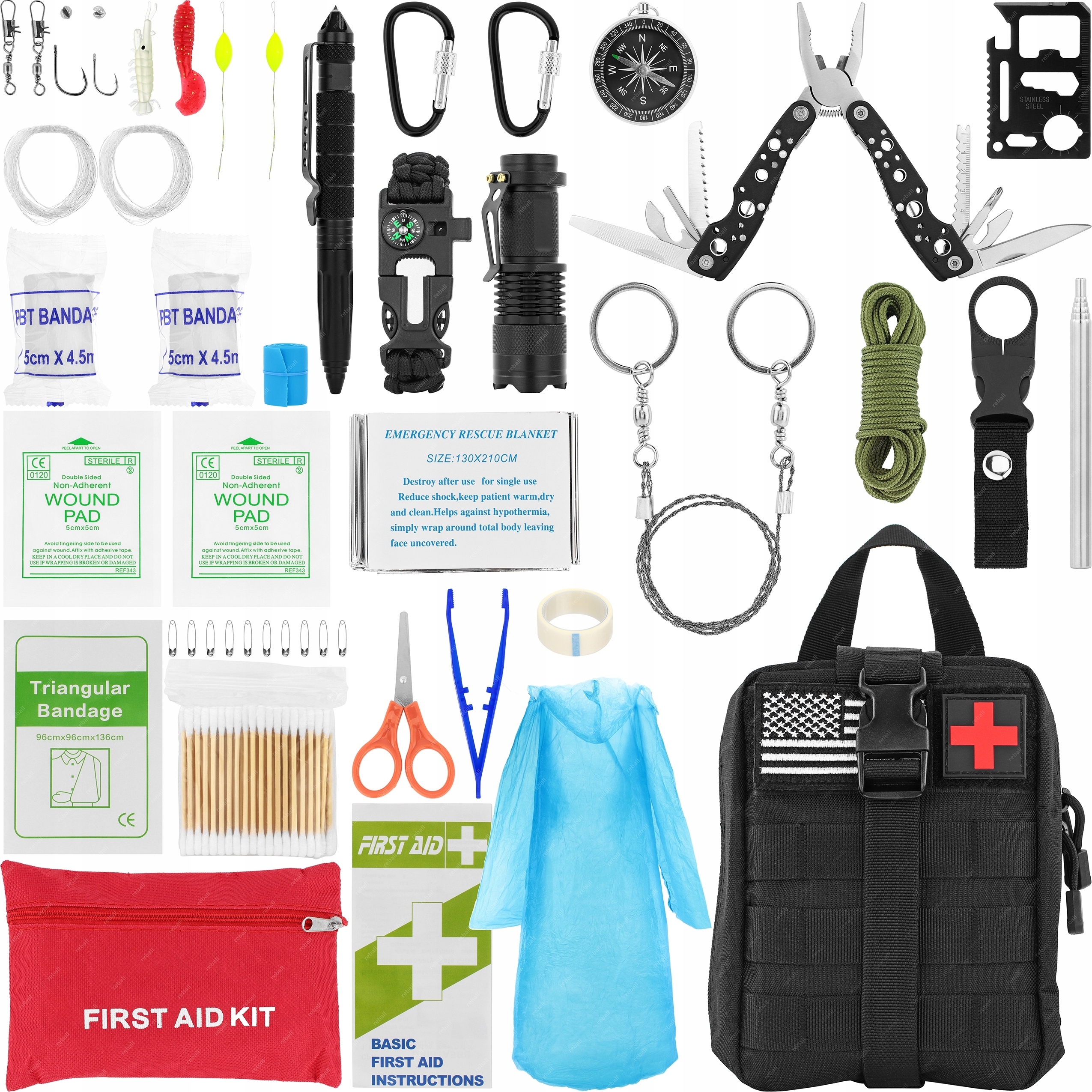 XXXL Vojenský Survivalový Set Přežití Kit Nástrojů RT0284