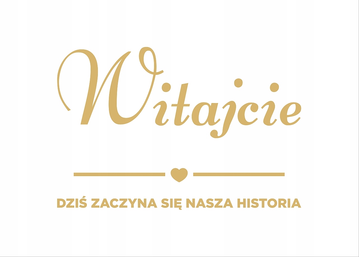 

Tablica weselna Witamy Gości biała złota 70x50cm