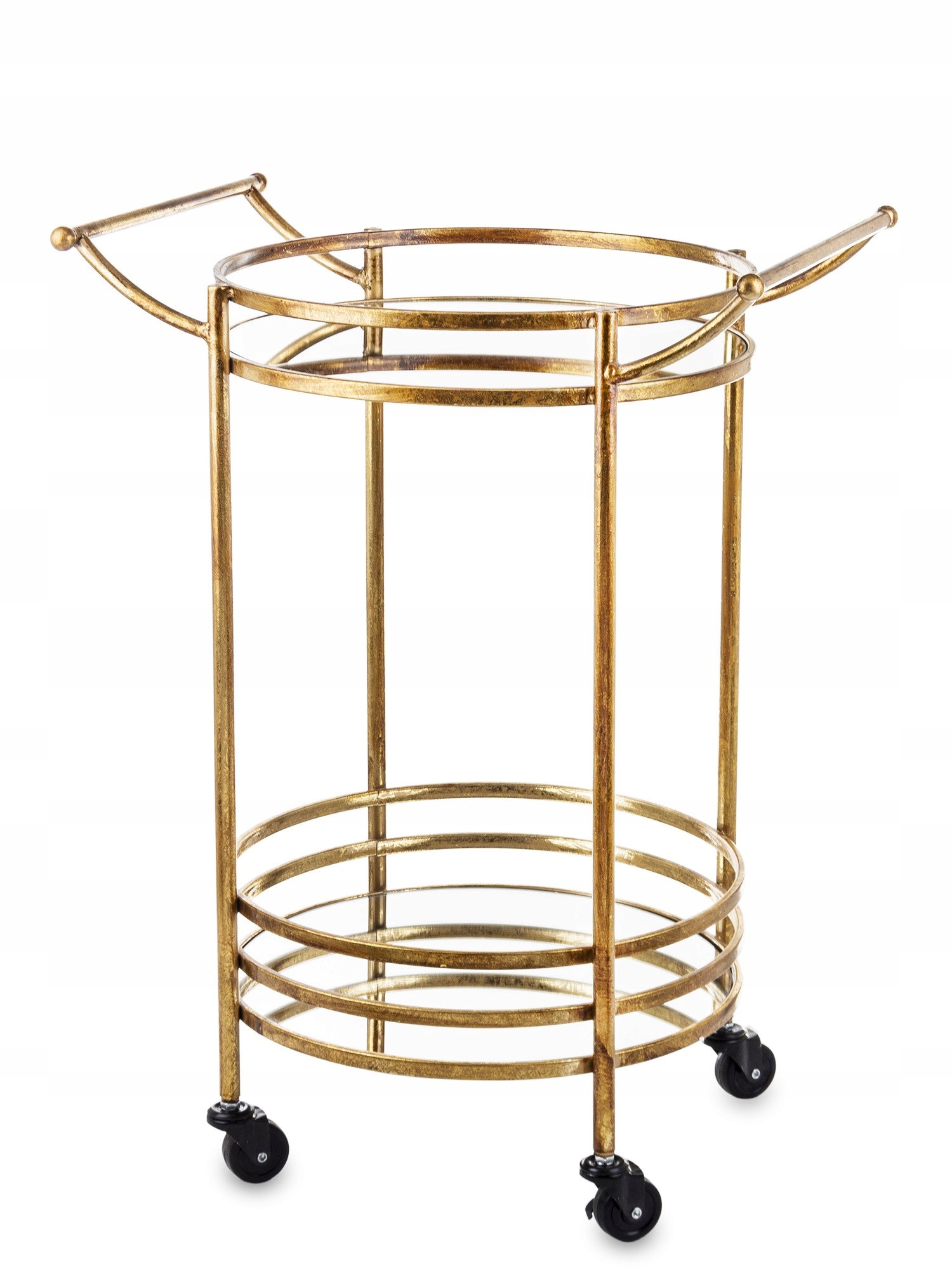 Zlatý štýlový bar Stolík na kolieskach, elegantný glamour, zrkadlové police