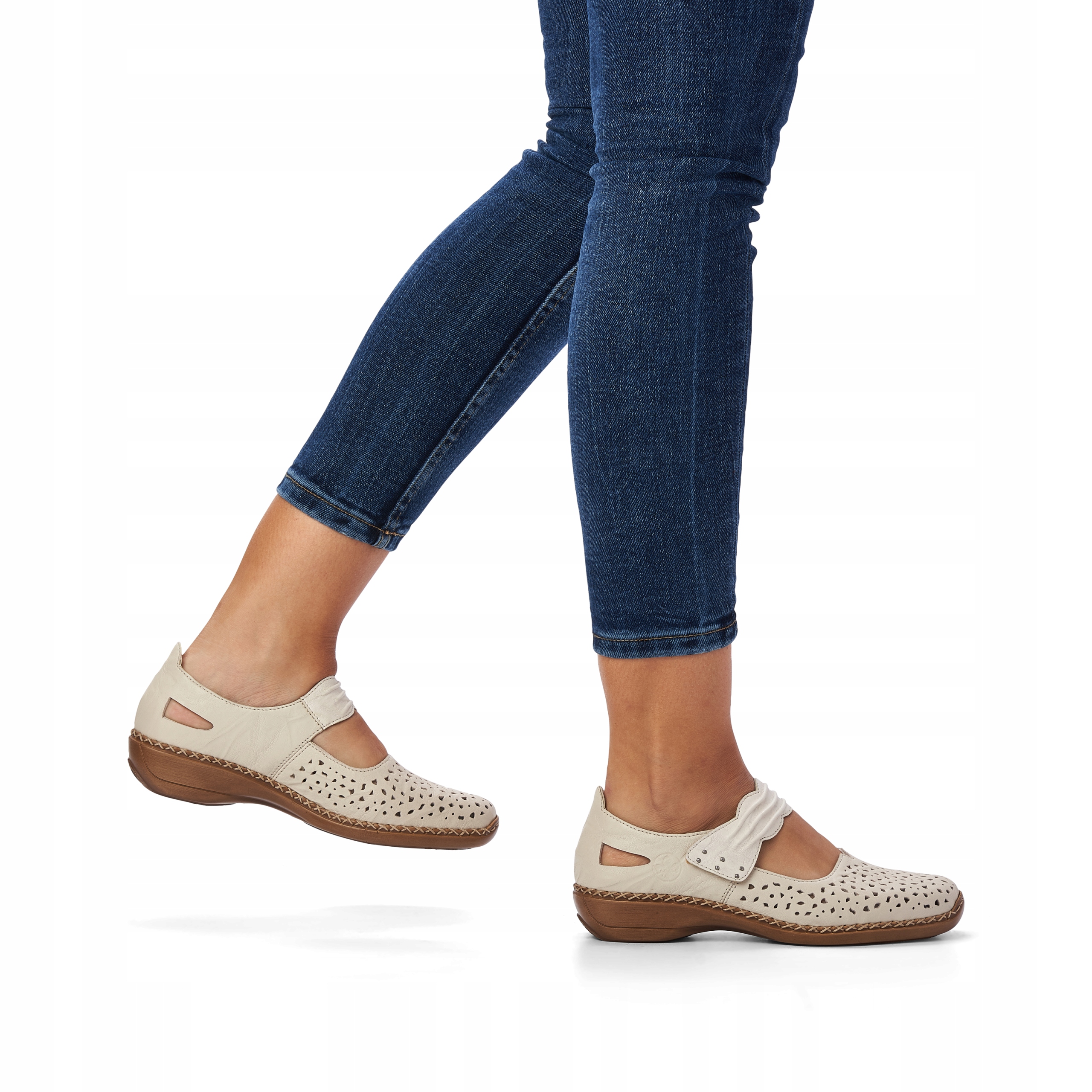 RIEKER buty, półbuty, baleriny beżowe 41399 Rozmiar 38