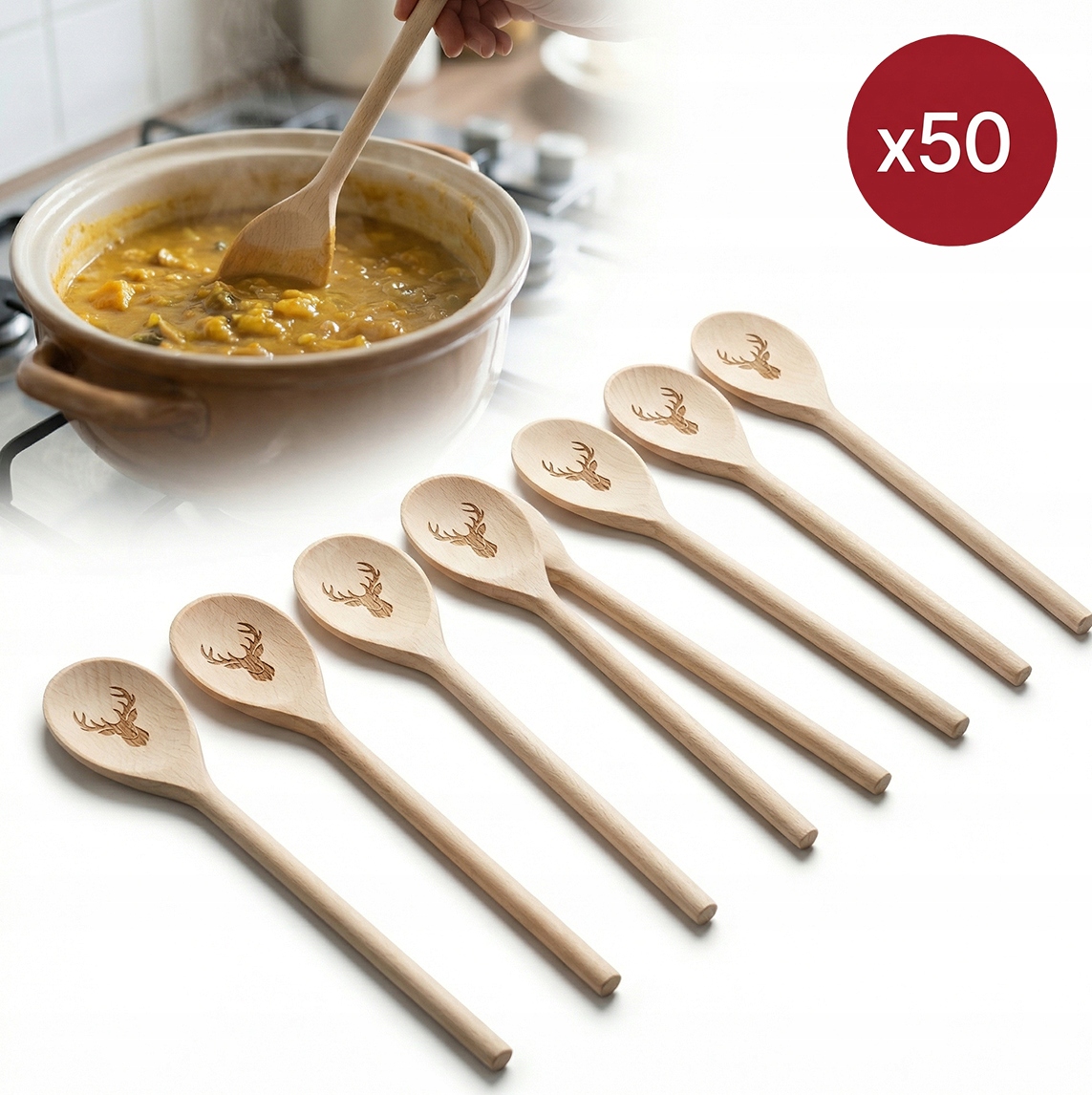 Lžíce Švédská dřevěná Buková gravírovaná Jeloek sada 50 kusů
