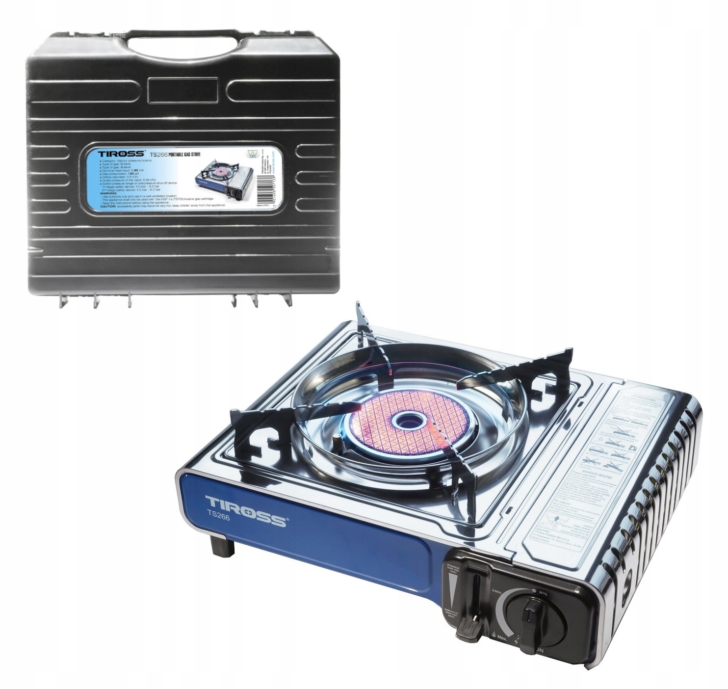 Markowa Kuchenka Turystyczna Tiross Ts -266 Ceramiczna Srebrna Mocna 1650 W