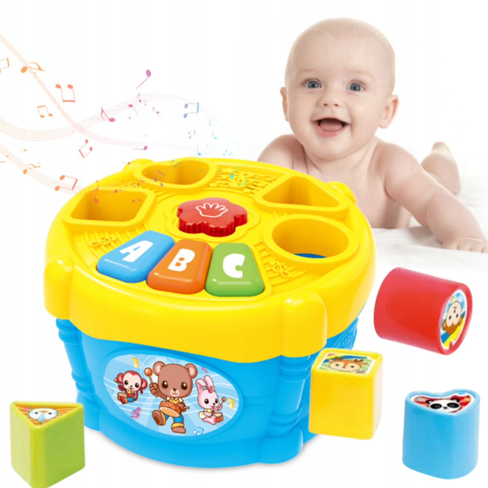 

Interaktywny Duży Bębenek Muzyczny Sensoryczny Led