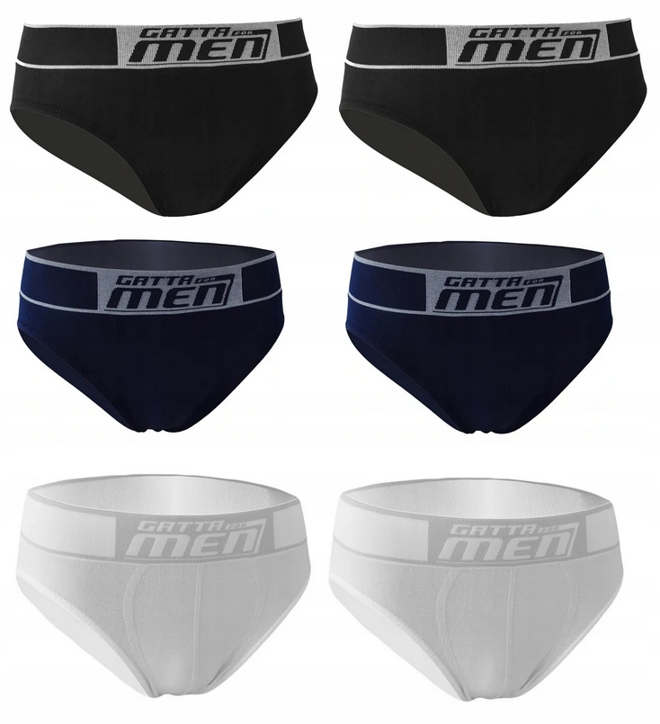 6X Bavlněné Slipy Gatta Bílá Bavlna Tmavě Modrá L