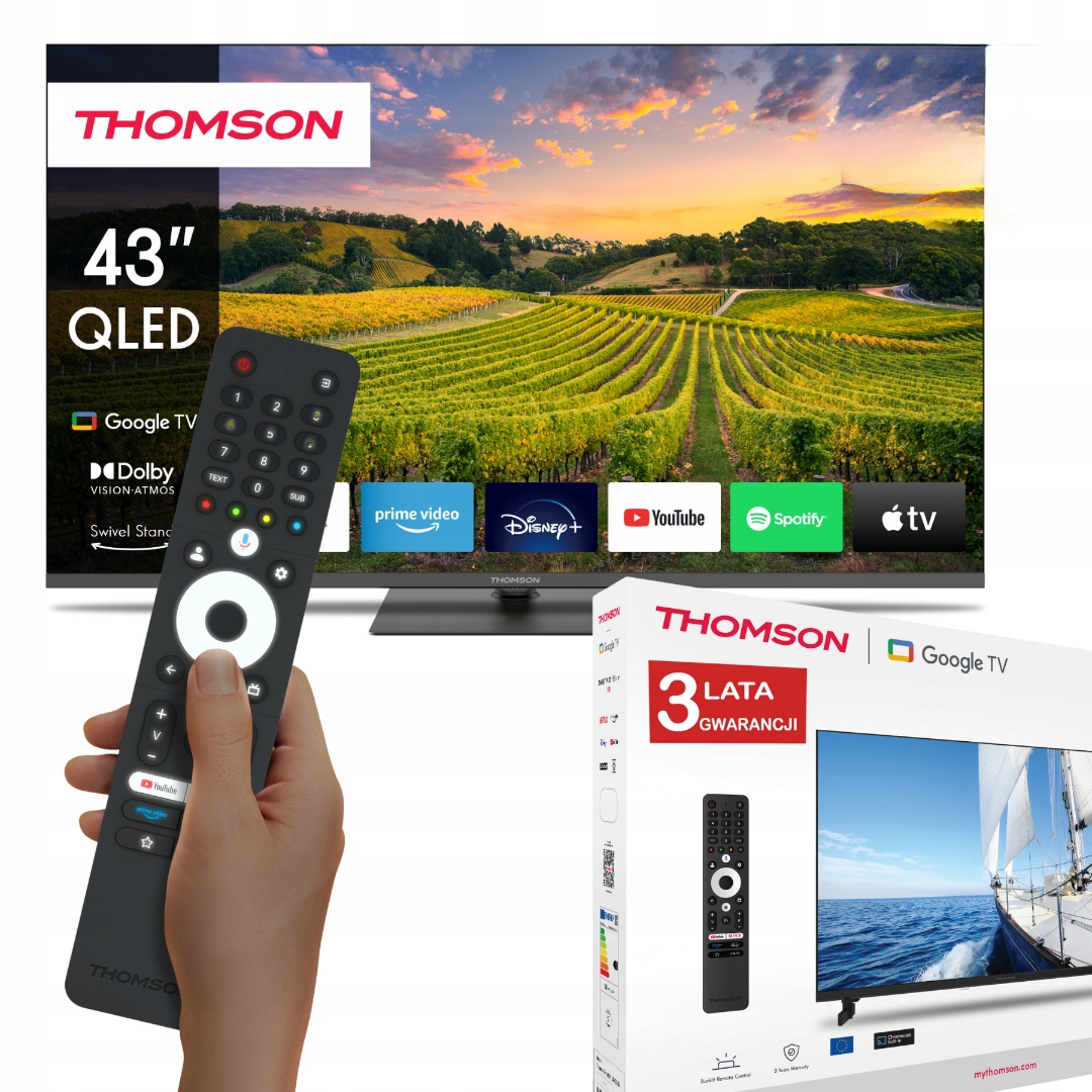 Telewizor 43" Qled 4K Ultra Hd Asystent Google Tv Hdr 10 Thomson 43QG5C14