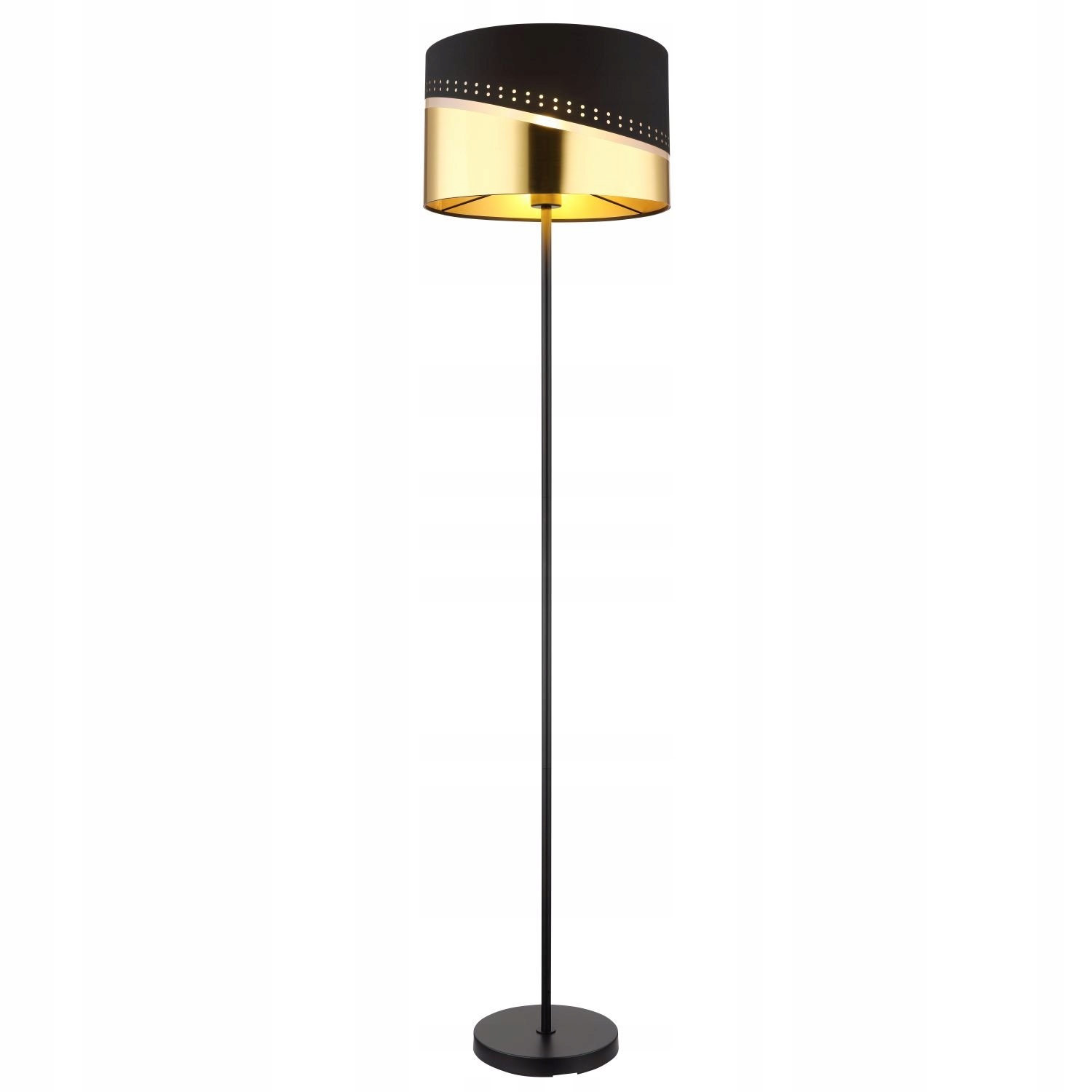 Čierno-zlatá podlahová lampa do spálne s vypínačom
