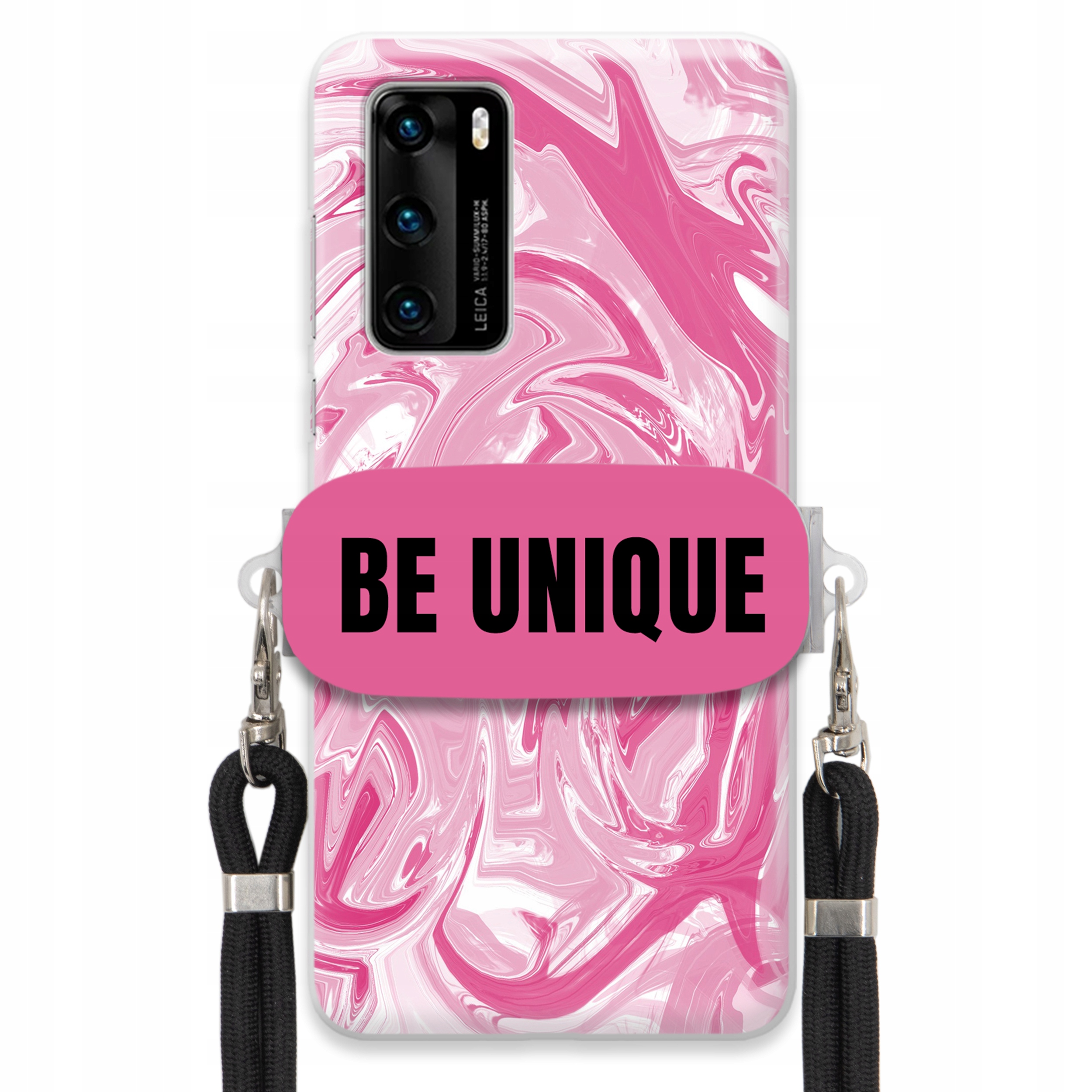 Puzdro pre Huawei P40 Case držiak šnúrka Čierna Ružová Mramor Be Unique