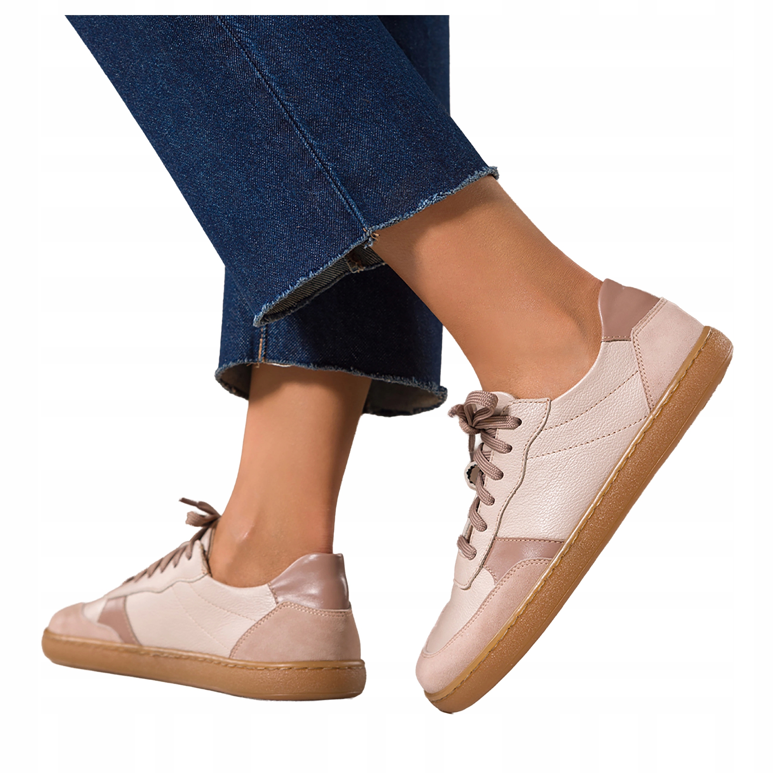 Béžové Barefoot Boty Dámské Pohodlné Široké Šněrovací Kožené vel. 37