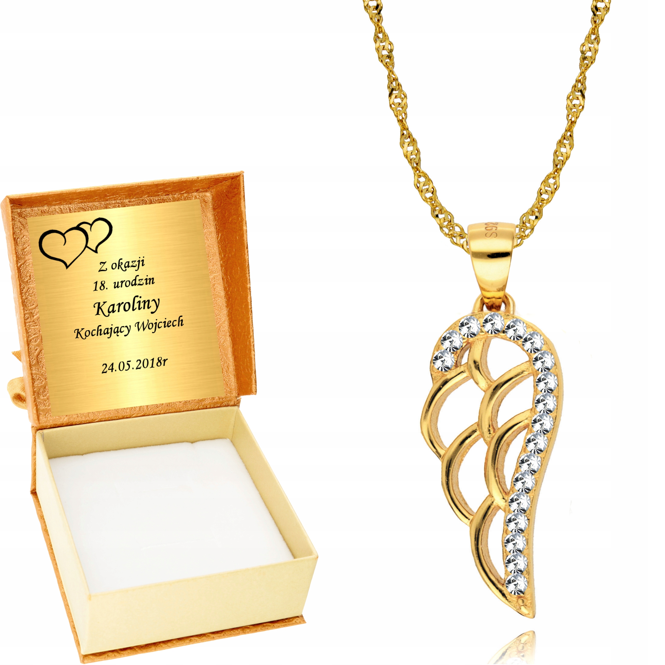 

Złoty Łańcuszek 925 Skrzydło Anioła Grawer