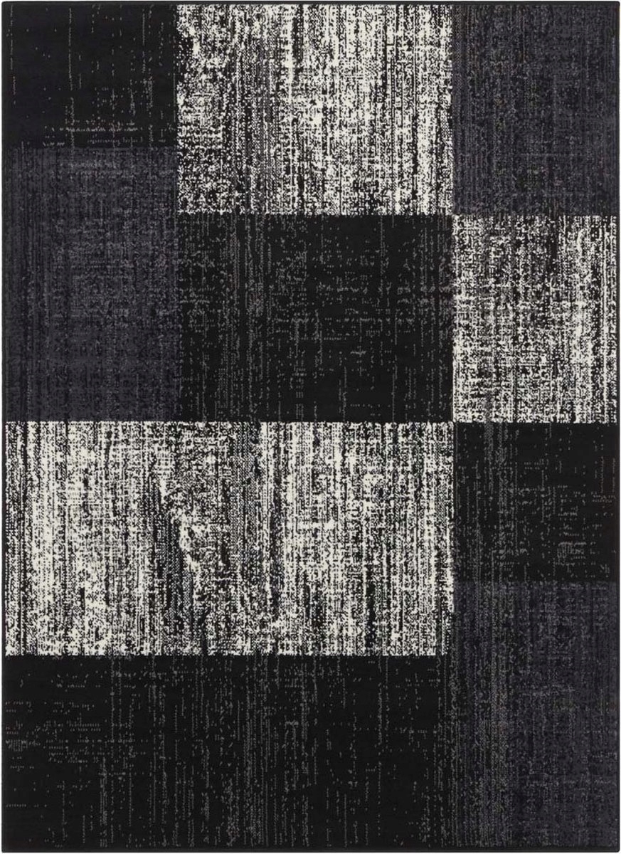 Moderní černo krémový koberec do obývacího pokoje s měkkým vlasem 120 x 160 cm