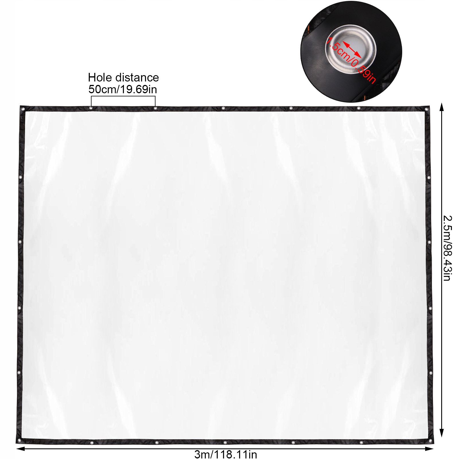 PLANDEKA PRZEŹROCZYSTA ZBROJONA MOCNA 3X2.5M Długość 3 m