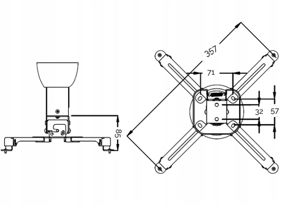 UCHWYT DO PROJEKTORA SUFITOWY SUPREMA SMALL 20 Model SPIDER SMALL 20