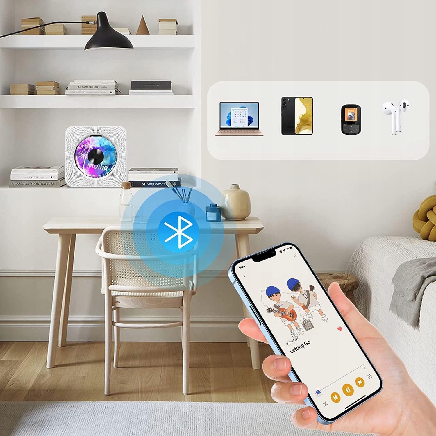 ODTWARZACZ CD BLUETOOTH Z GŁOŚNIKAMI, ODTWARZACZ CD PRZENOŚNY GŁOŚNIK HI-FI Kod producenta Odtwarzacz CD Bluetooth