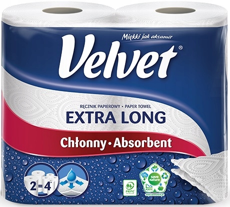 

Velvet Ręcznik Papierowy Extra Long 2warst 2rolki