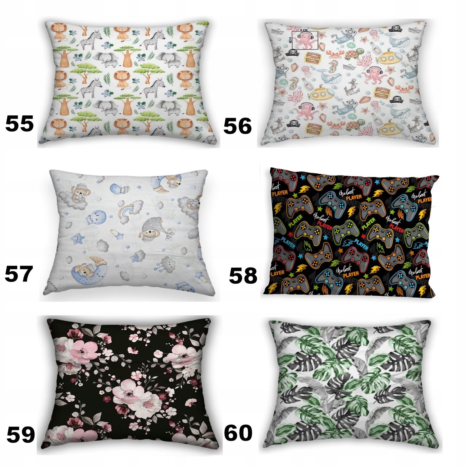 POŚCIEL dziecięca KOMPLET 120x90 2 el RÓŻNE WZORY Długość poszewki 40 cm