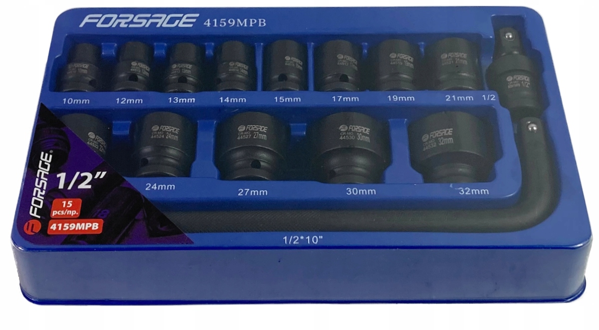 Sada rázových nástavců 10-32 mm, nárazové nástavce 1/2 Forsage