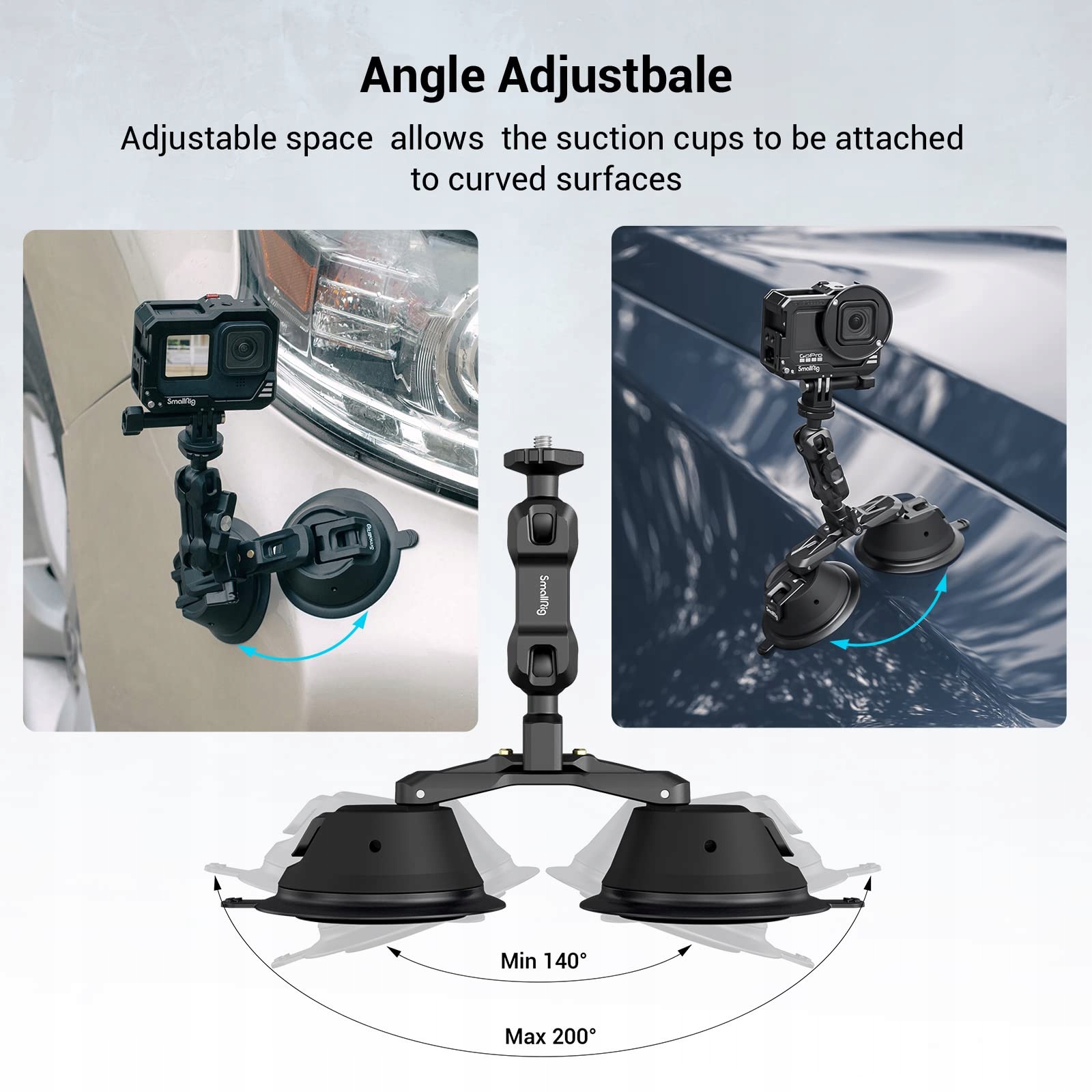 SMALLRIG Uchwyt Przyssawkowy Do Kamery GoPro Okno Samochodu DSLR 3 kg — miniatura 4