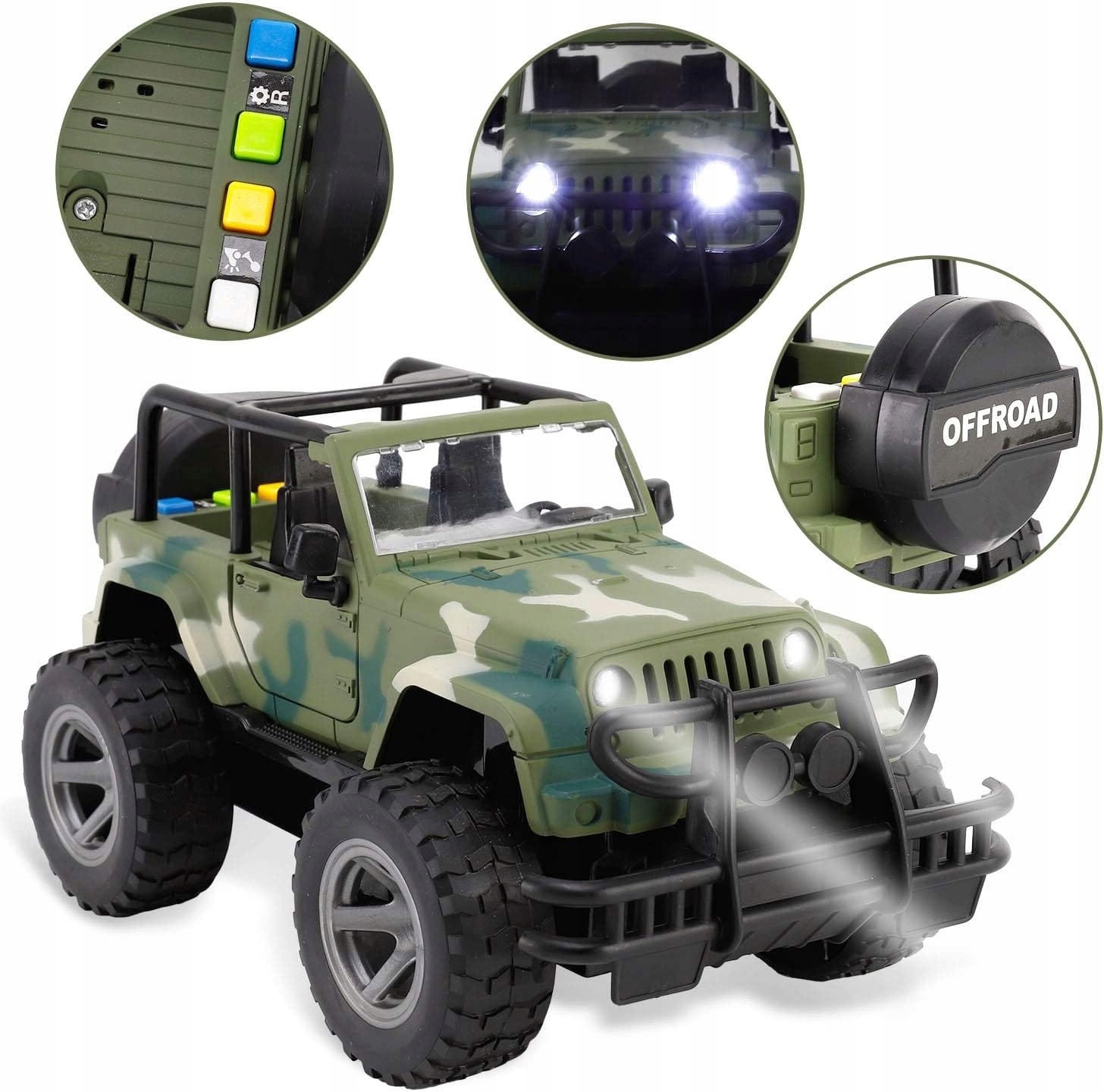 JEEP WOJSKOWY AUTO NAPĘD ŚWIATŁO DŹWIĘK ARMIA WOJSKO Stan opakowania oryginalne