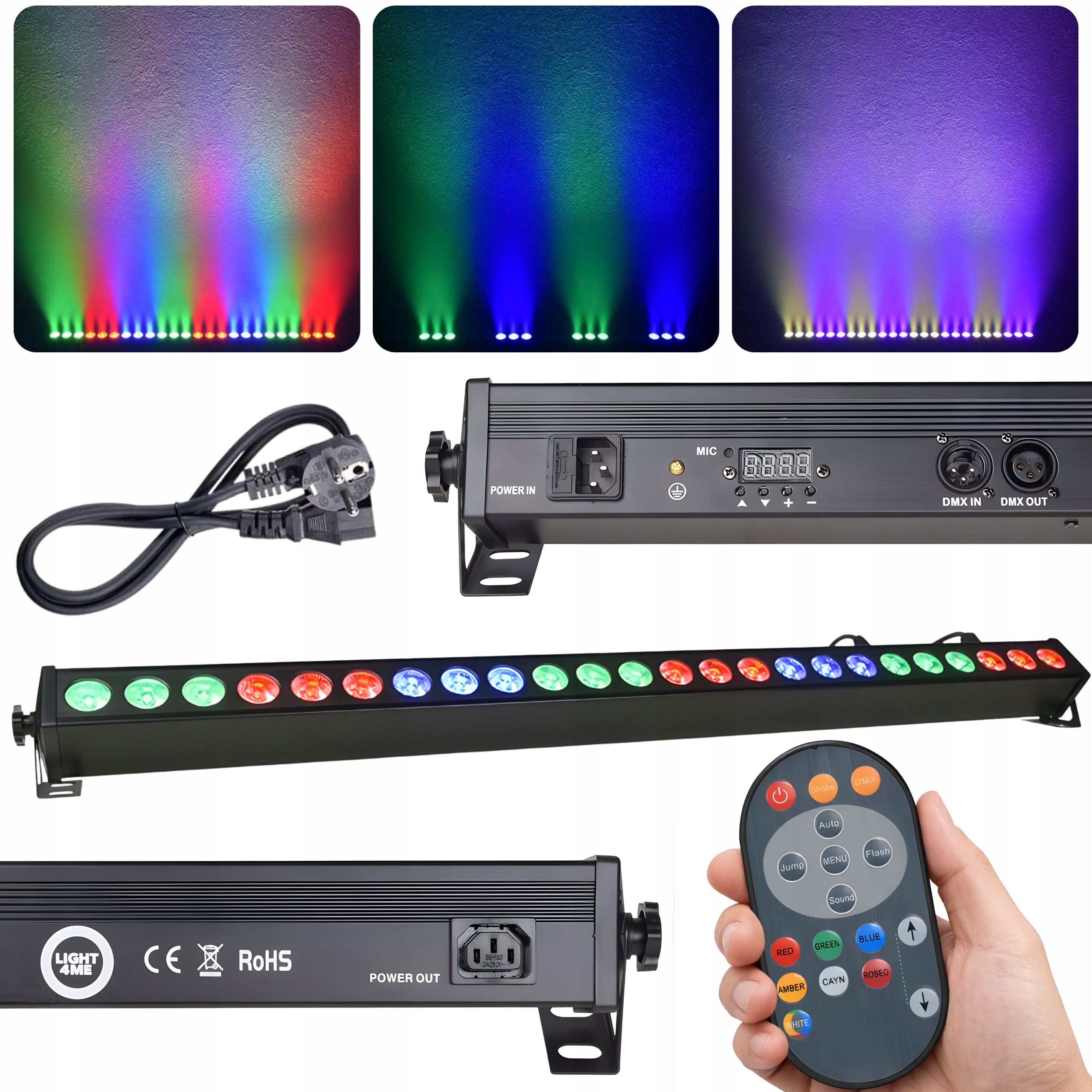 Osvětlovací Lišta Led Bar Scénické Světlo 24x3W Led Rgb 105CM Dálkové Ovládání
