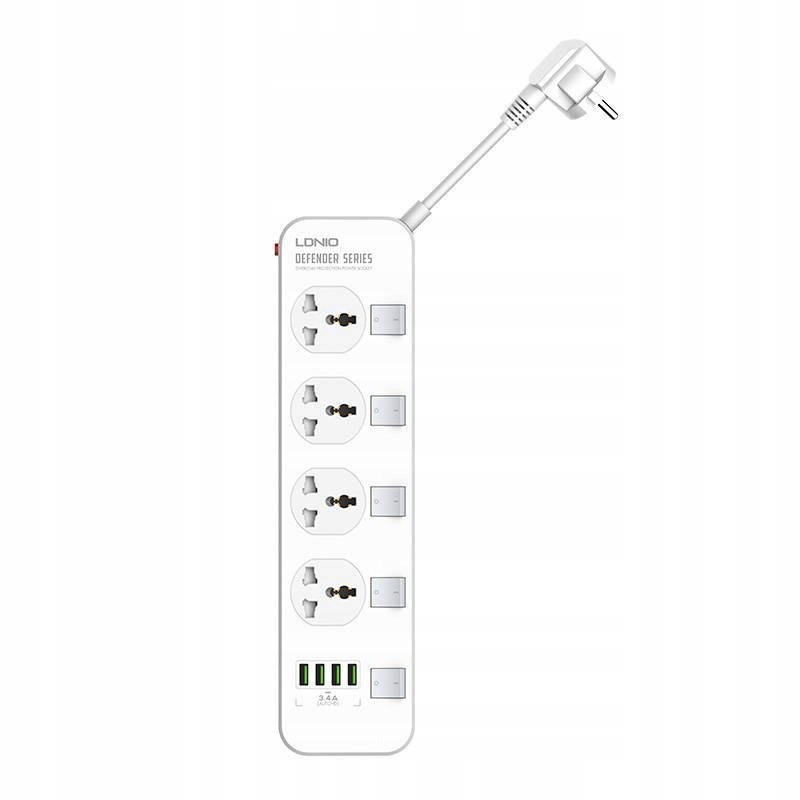 

Ldnio Listwa 4xAC 4x Usb SC4408 2500W 2M Eu/us