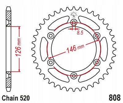 Zadní zadní ozubení velké Suzuki Rm Rm-z 250 48 zubů