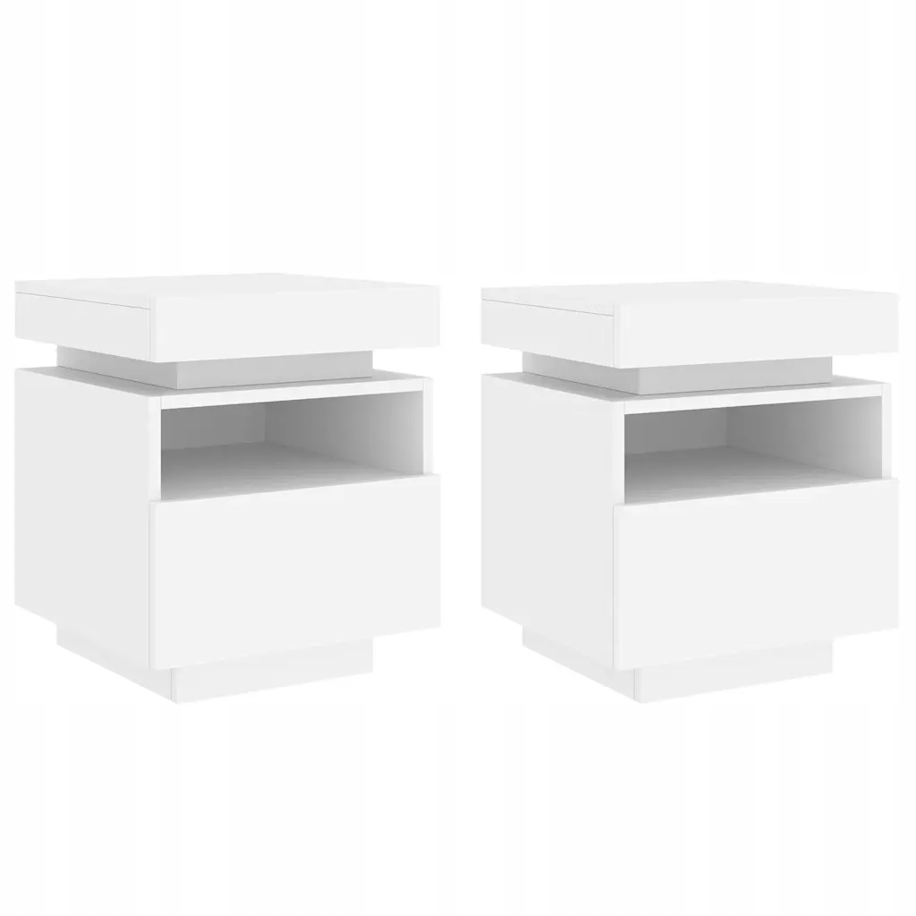 Noční stolek s Rgb Led osvětlením, bílý, 40x39x48,5 cm