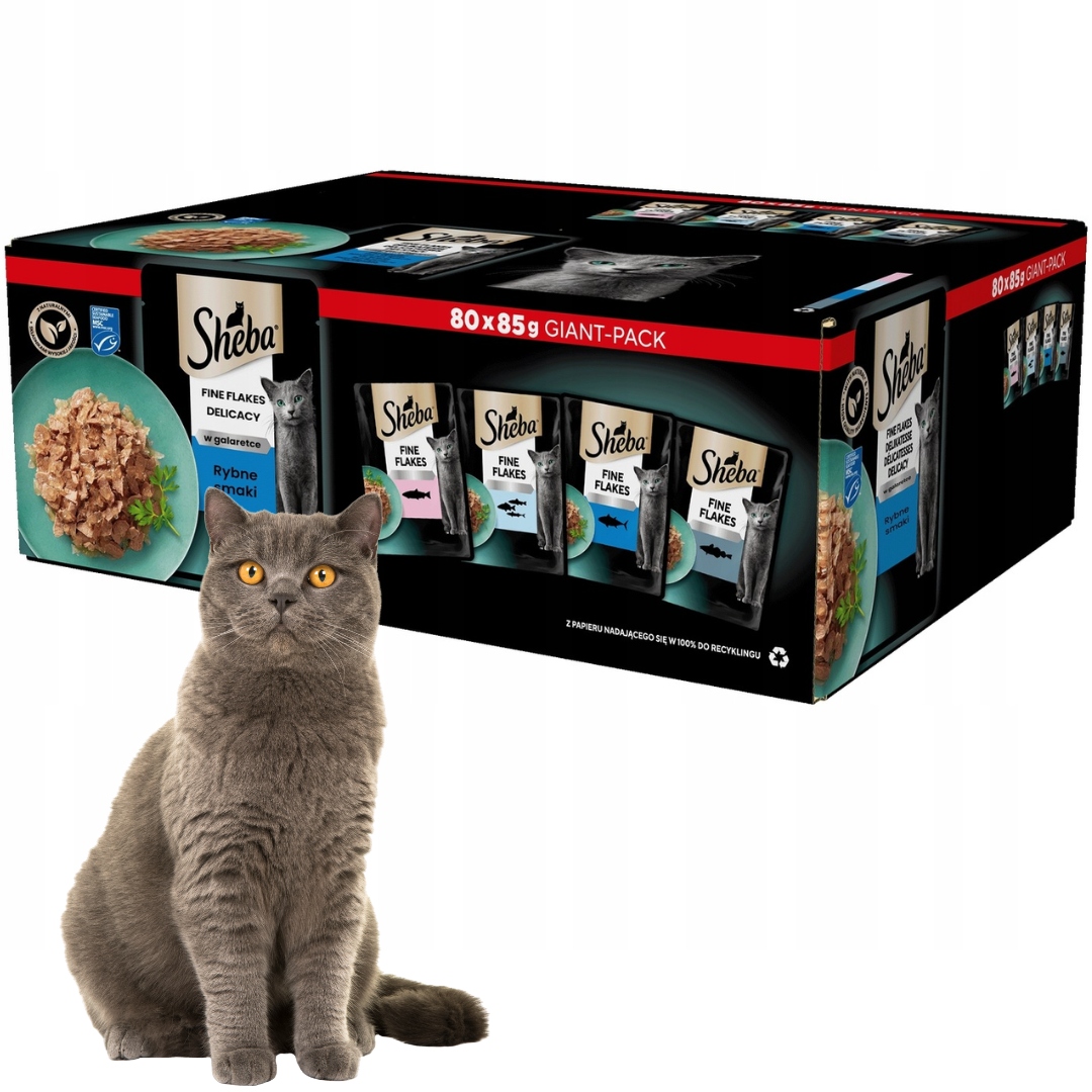 Levně Sheba Delicacy rybí příchutě mokré krmivo pro kočky želé, sáčky 80 x 85 g