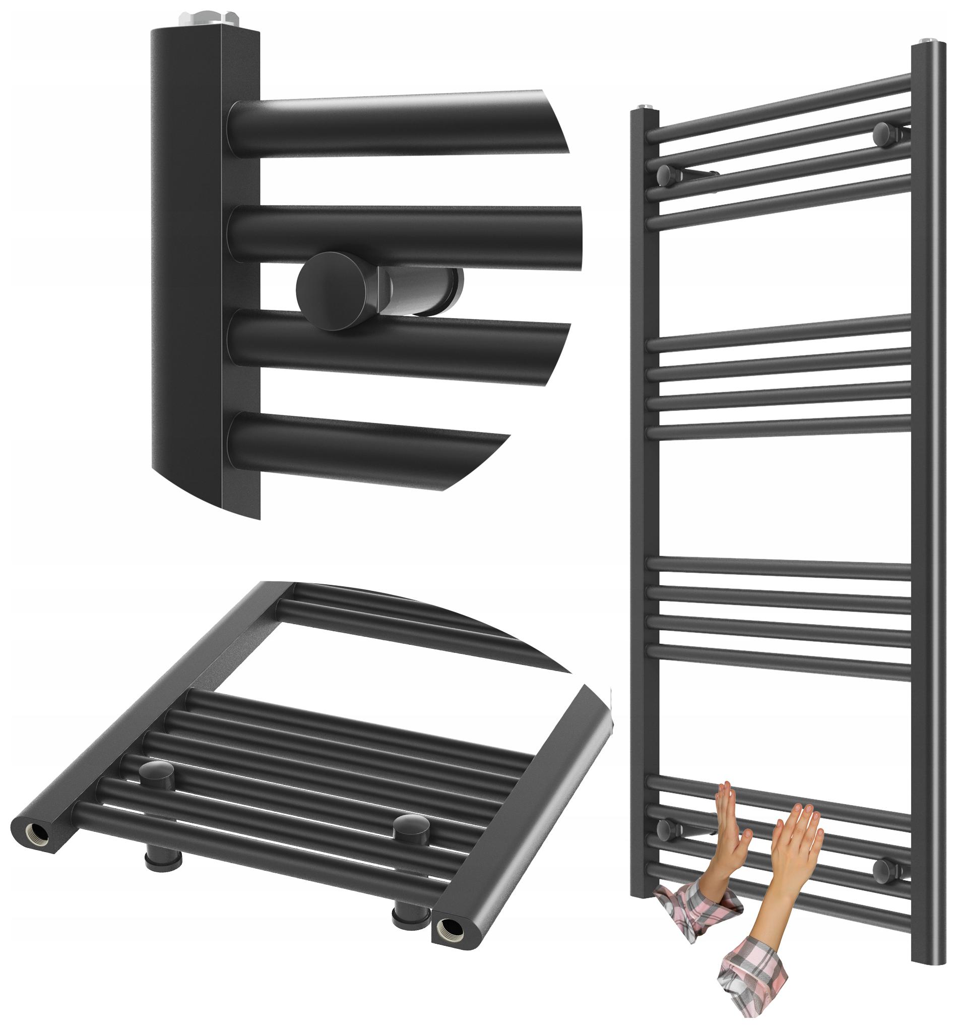 Rebríkový Radiátor Do Kúpeľne Čierny 60x110 cm Moderný Radiátor Breno