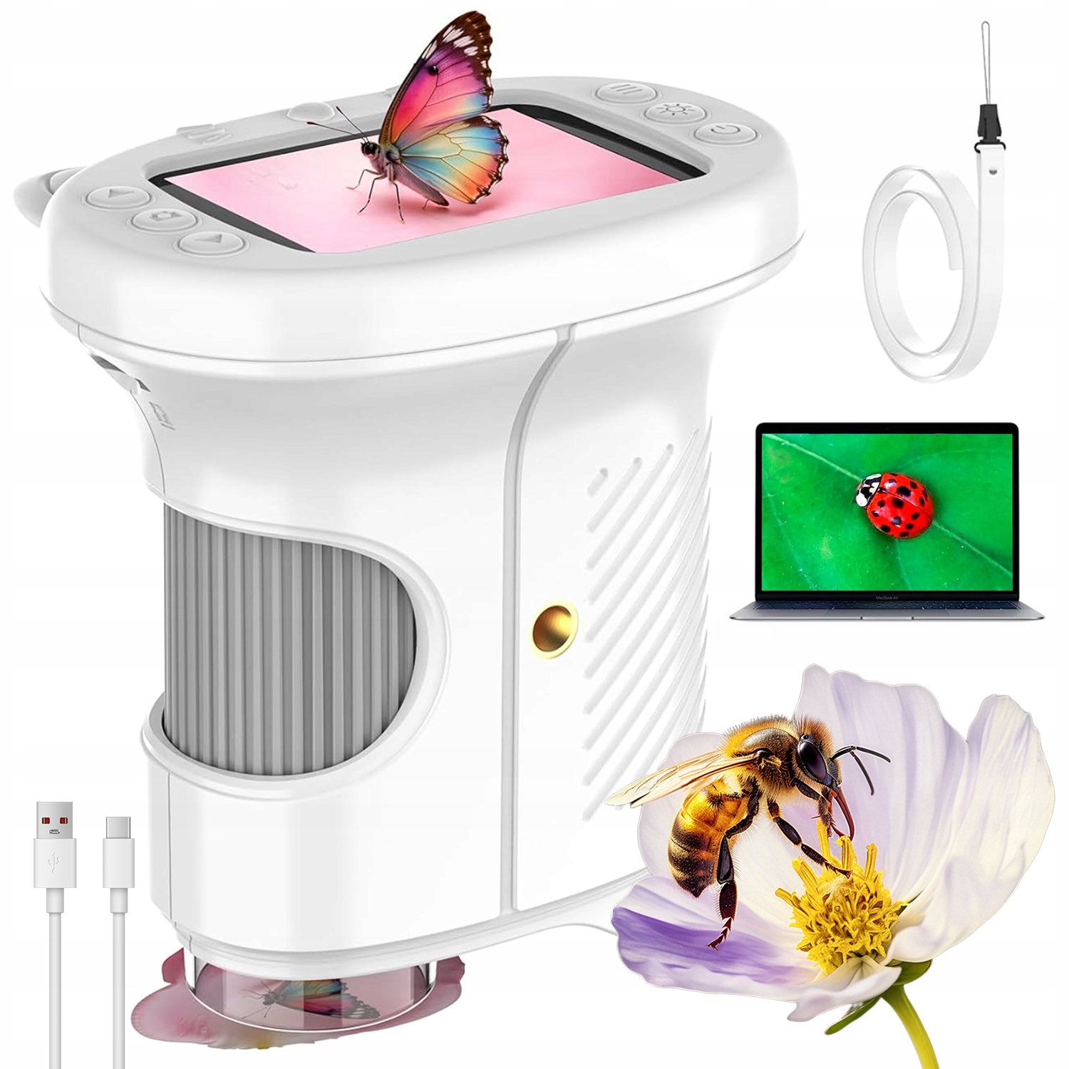 Led Digitální Mikroskop Sada Obrazovka 2.4" 1000x Usb Vzdělávací Kapesní